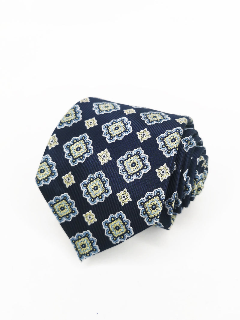 2x1 - Corbata azul marino con rosetas crema - DiversoMen