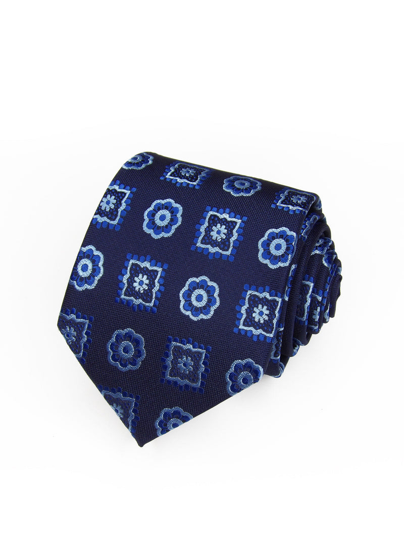 2x1 - Corbata azul marino medallones y rosetas azules - DiversoMen