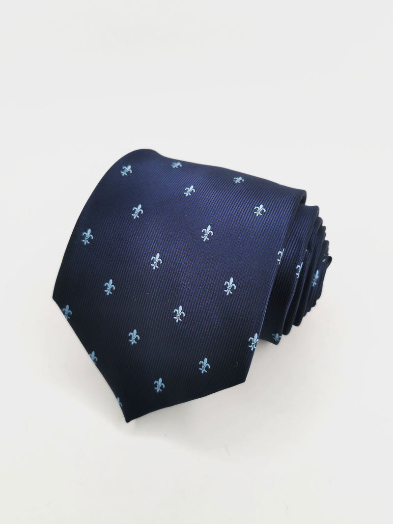 2x1 - Corbata azul marino con flor de lis celeste - DiversoMen