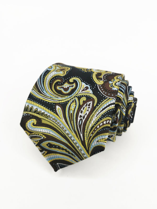 2x1 - Corbata marrón cachemir amarillo - DiversoMen