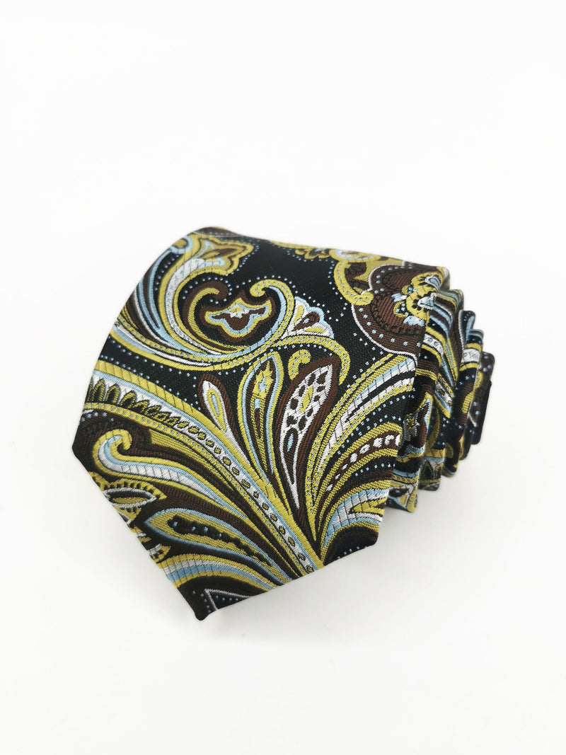 2x1 - Corbata marrón cachemir amarillo - DiversoMen