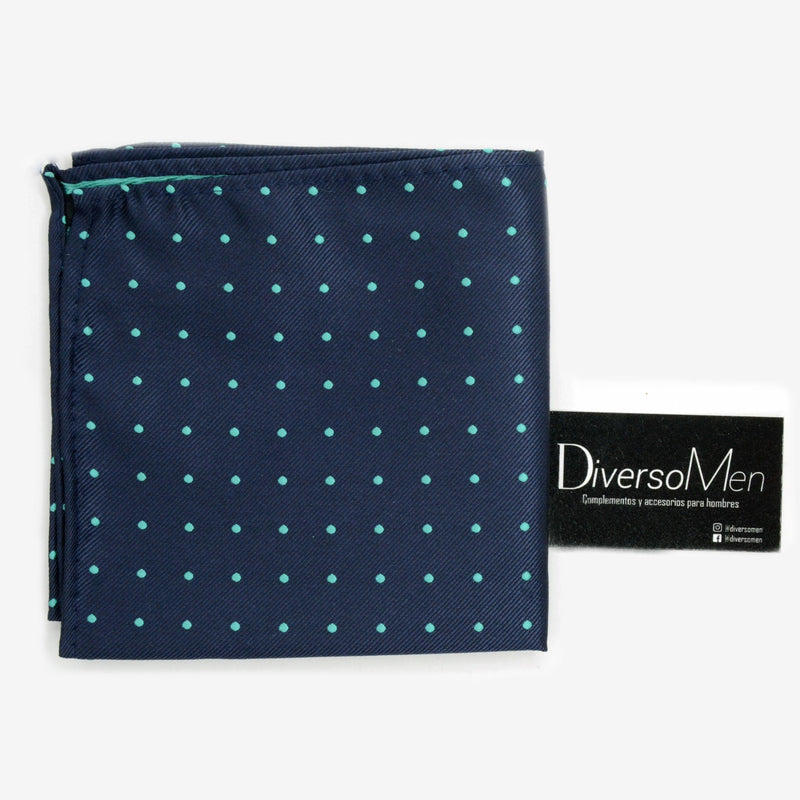 Pañuelo azul marino con lunares verde agua medianos - DiversoMen