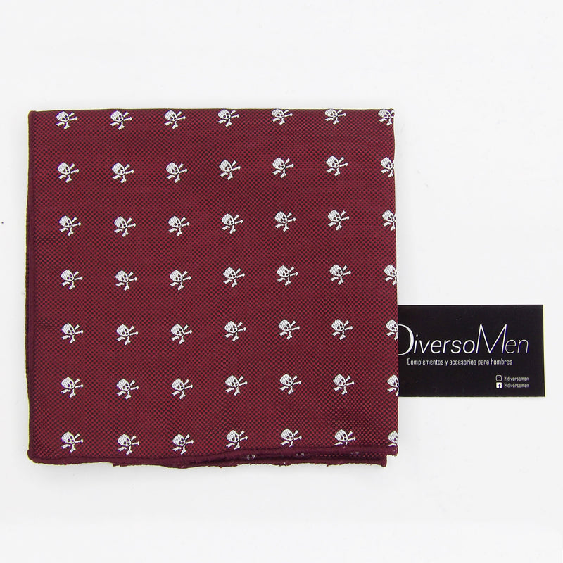 2x1 - Pañuelo burdeos con calaveras piratas blancas - DiversoMen