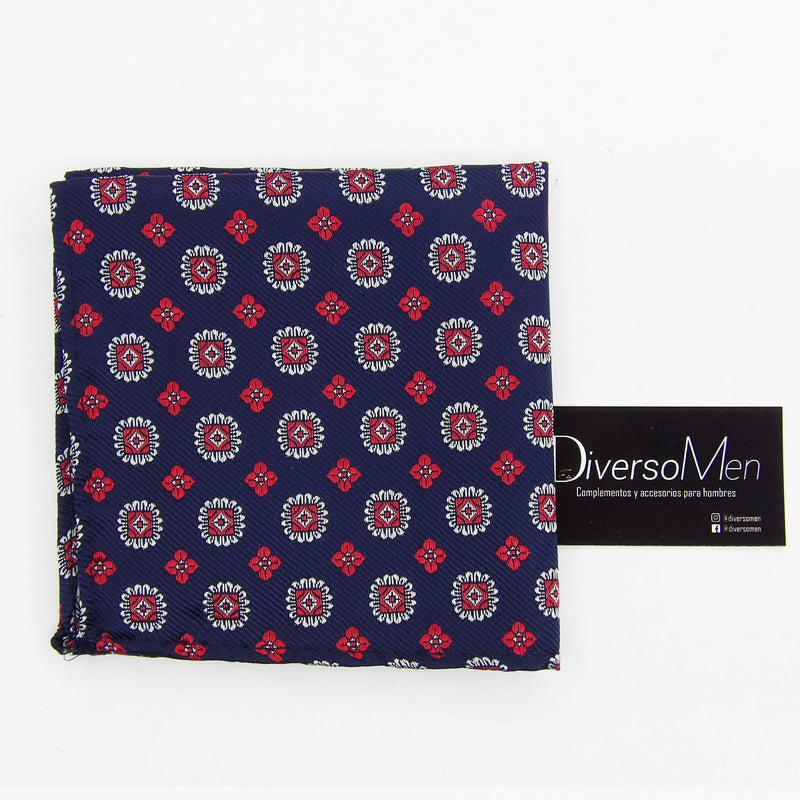 2x1 - Pañuelo azul marino con medallones rojos - DiversoMen