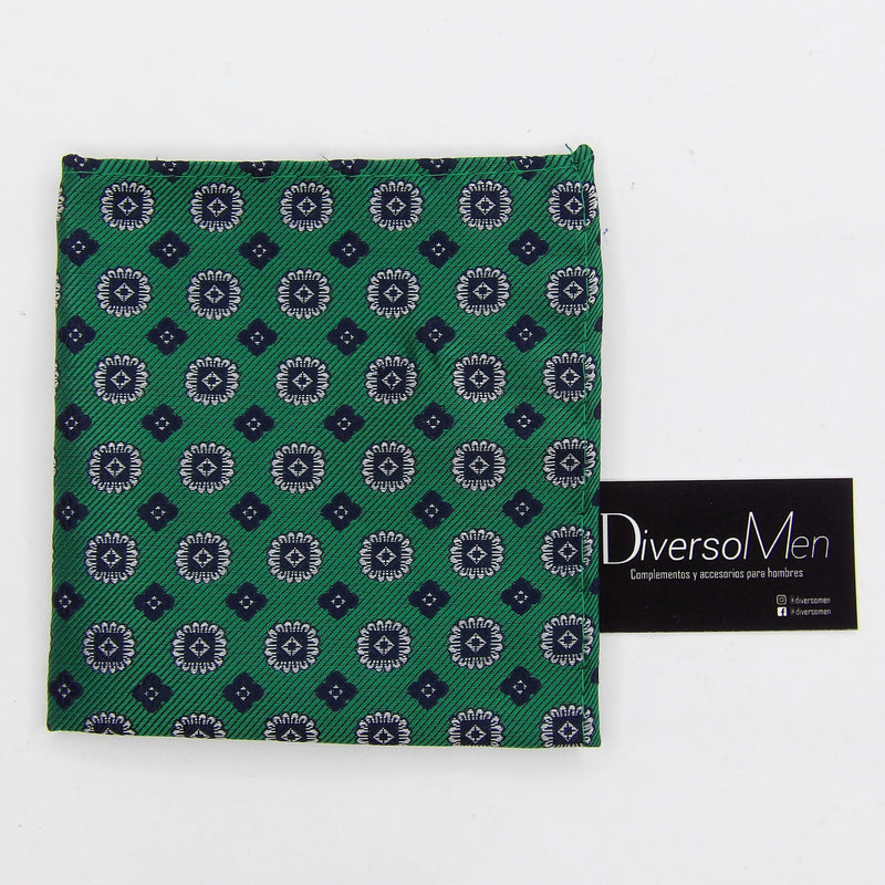 2x1 - Pañuelo verde con medallones azul marino - DiversoMen