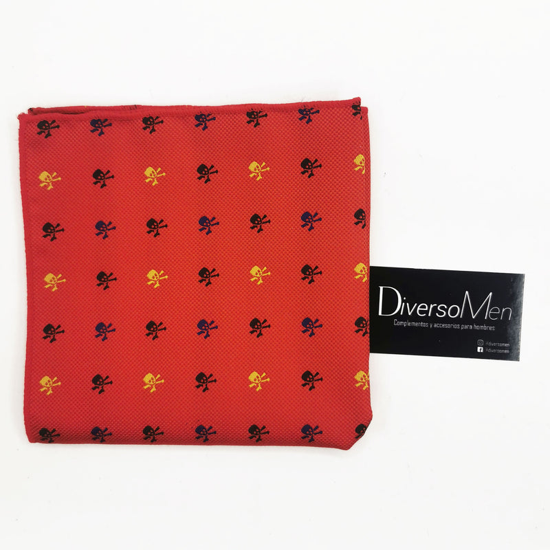 2x1 - Pañuelo rojo con calaveras piratas amarillas y negras - DiversoMen