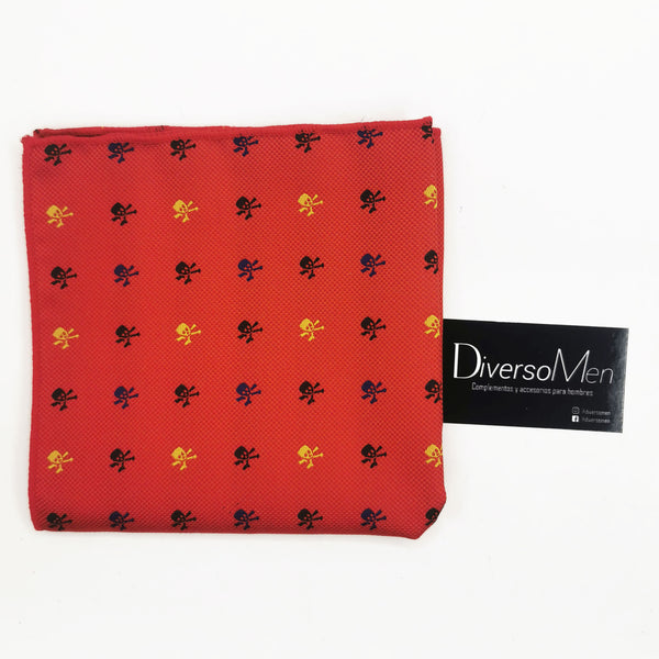2x1 - Pañuelo rojo con calaveras piratas amarillas y negras - DiversoMen