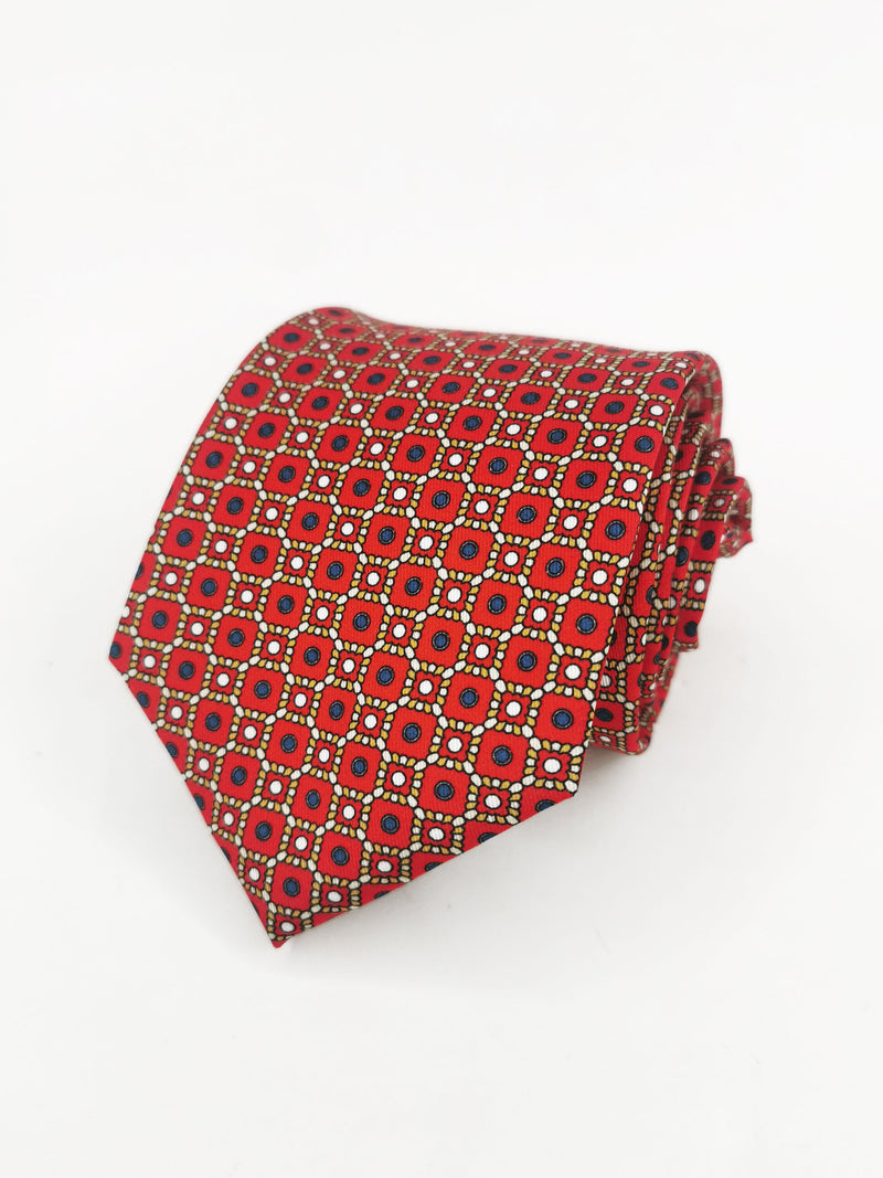 2x1 - Corbata roja con cuadros y puntos azules - DiversoMen