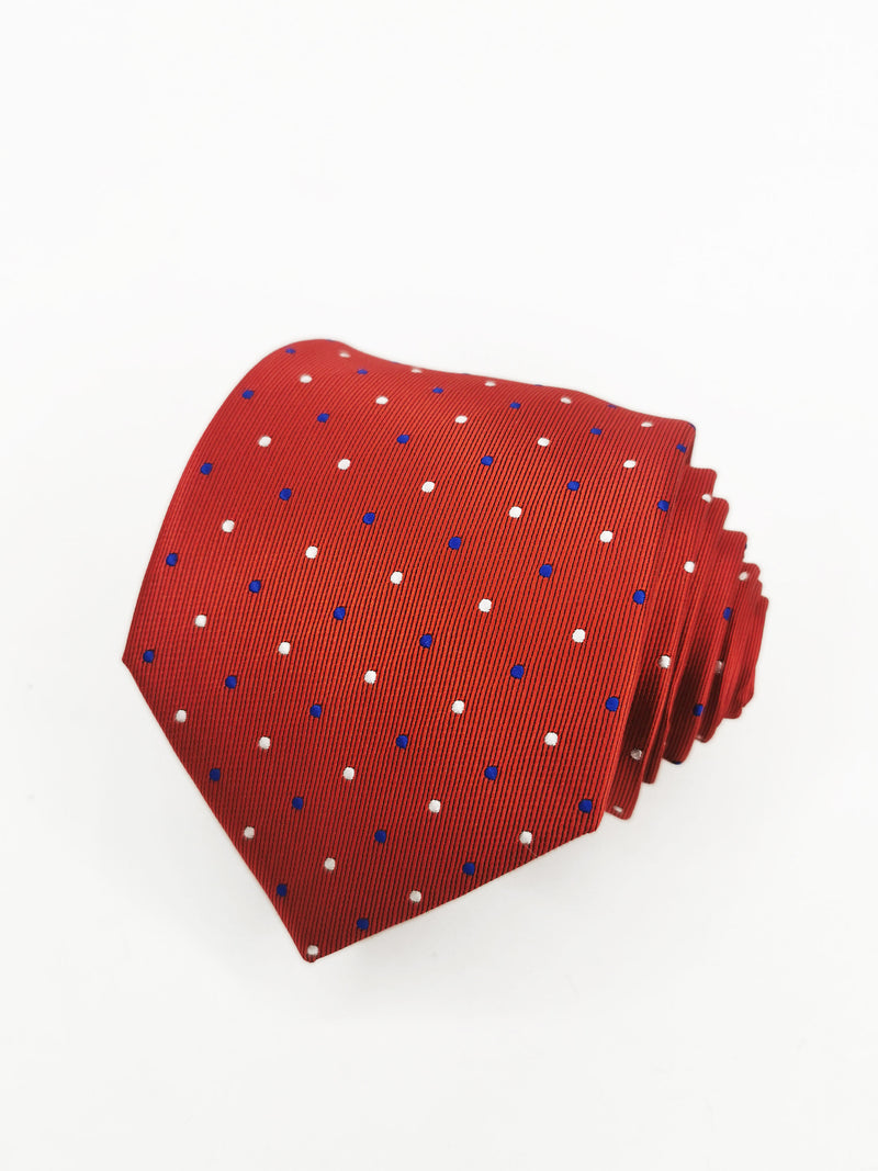 Cravate rouge à pois bleu moyen et blanc - DiversoMen