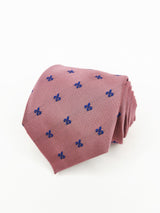 2x1 - Corbata rosa tenue con flor de lis grande azul oscuro - DiversoMen