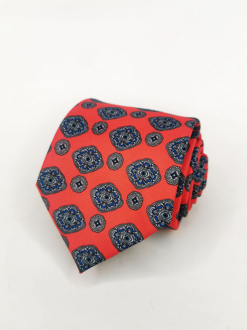 2x1 - Corbata salmón fuerte con medallones oscuros - DiversoMen