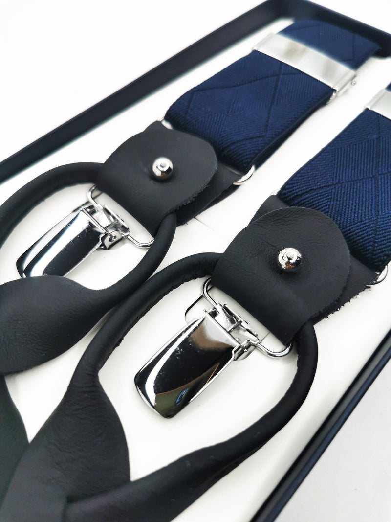 2x1 - Tirantes premium azul marino liso clips y botón - DiversoMen