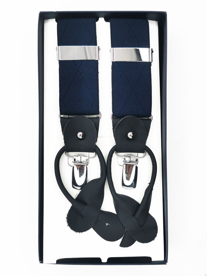 2x1 - Tirantes premium azul marino liso clips y botón - DiversoMen