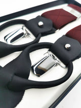 2x1 - Tirantes premium burdeos liso clips y botón - DiversoMen