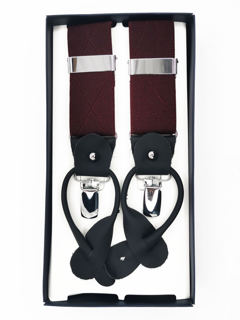 2x1 - Tirantes premium burdeos liso clips y botón - DiversoMen