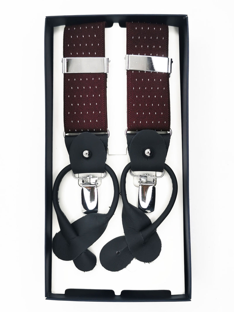 2x1 - Tirantes premium burdeos lunares clips y botón - DiversoMen