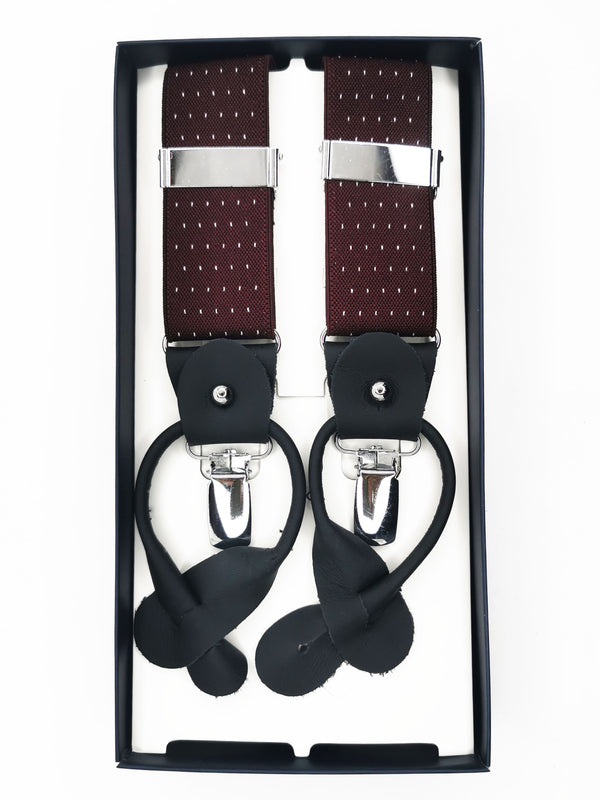 2x1 - Tirantes premium burdeos lunares clips y botón - DiversoMen