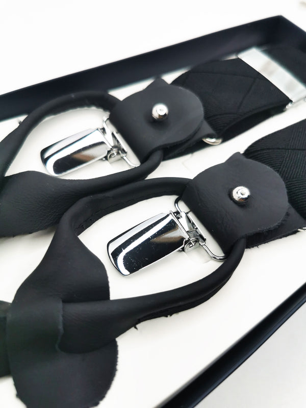 2x1 - Tirantes premium negros liso clips y botón - DiversoMen