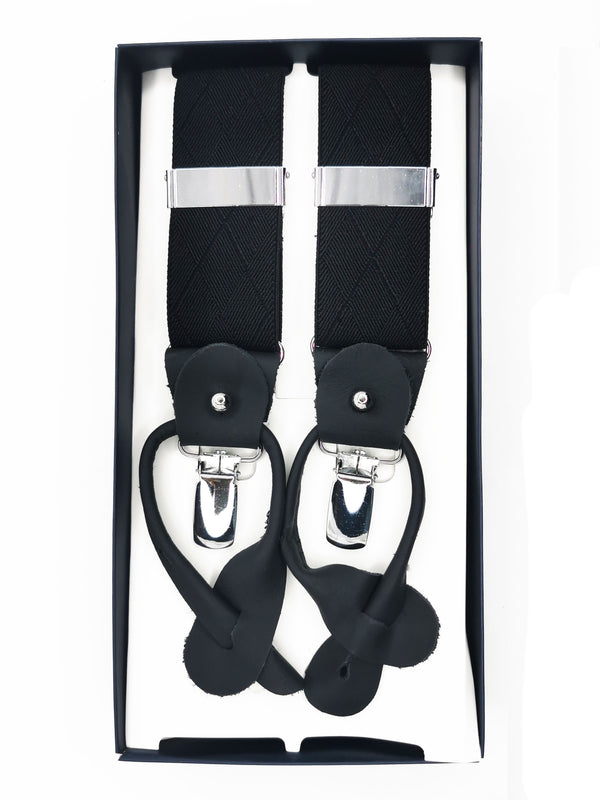 2x1 - Tirantes premium negros liso clips y botón - DiversoMen