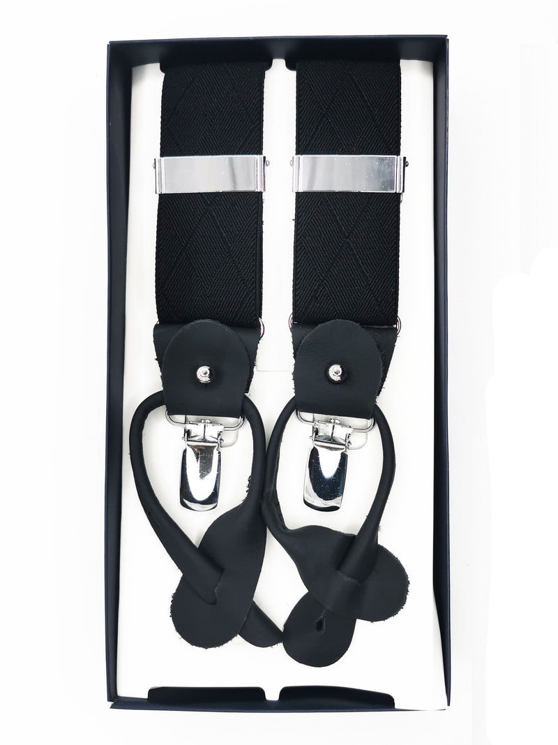 2x1 - Tirantes premium negros liso clips y botón - DiversoMen