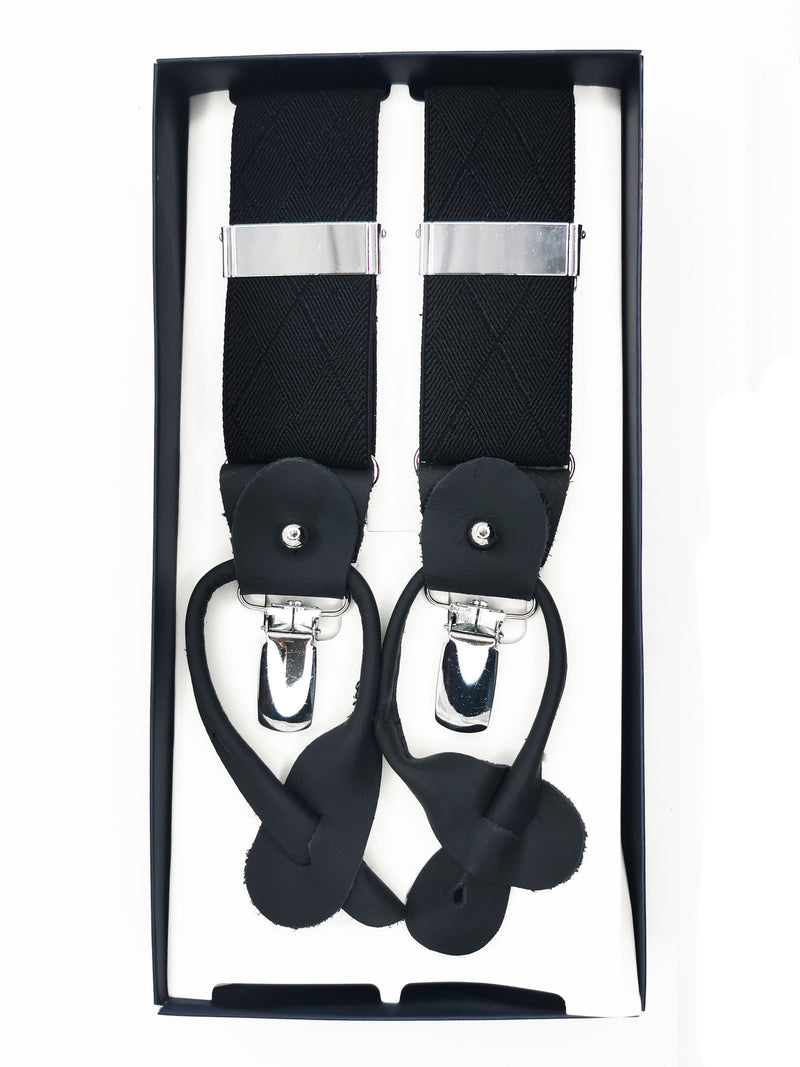 2x1 - Tirantes premium negros liso clips y botón - DiversoMen