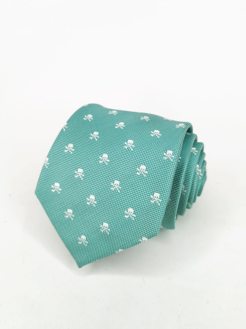 2x1 - Corbata verde agua con calaveras piratas blancas - DiversoMen