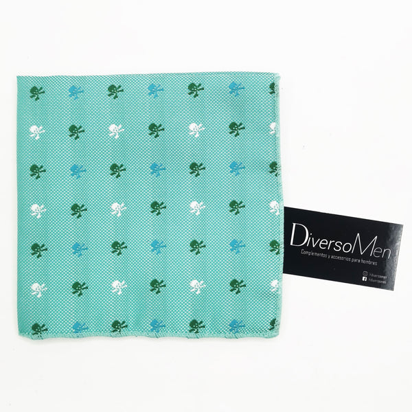 2x1 - Pañuelo verde agua con calaveras piratas celestes y verdes - DiversoMen