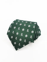 2x1 - Corbata verde calaveras piratas y flores blancas - DiversoMen