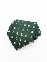 2x1 - Corbata verde calaveras piratas y flores blancas - DiversoMen