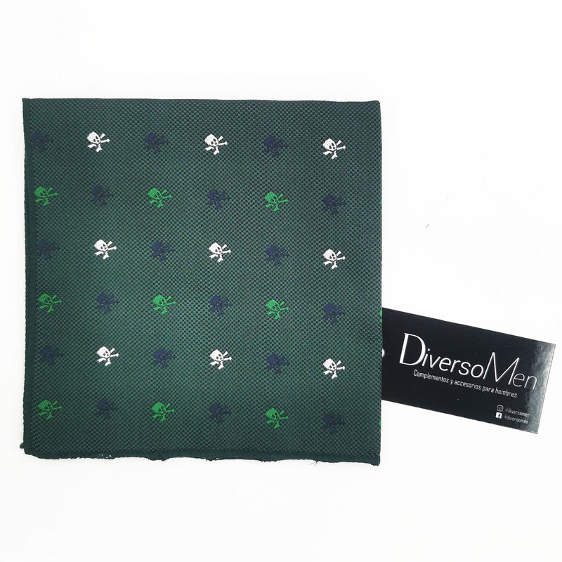 2x1 - Pañuelo verde oscuro con calaveras piratas azul y blanco - DiversoMen