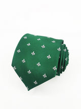 2x1 - Corbata verde con flor de lis grande blanca - DiversoMen