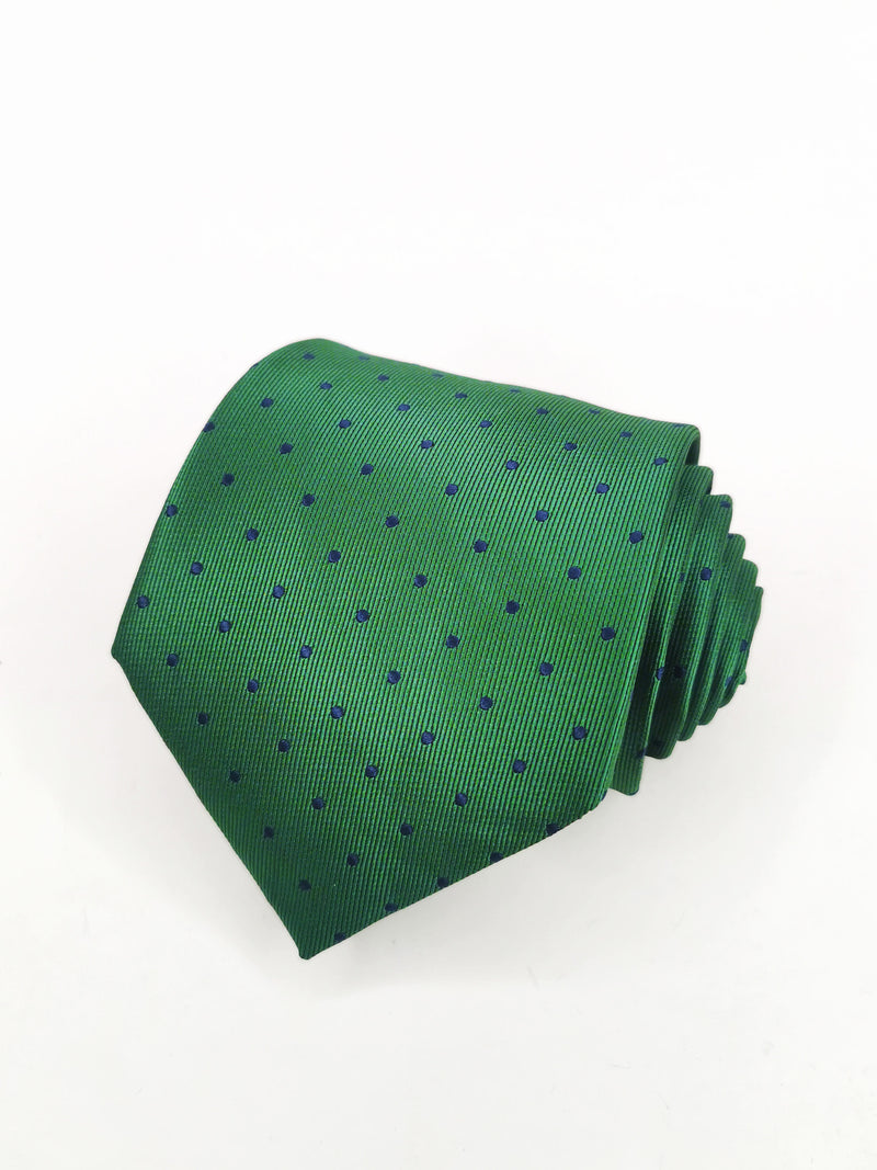 2x1 - Corbata verde con lunares azul marino medianos - DiversoMen