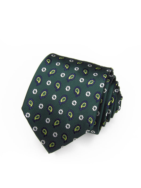 2x1 - Corbata verde oscuro paisley amarillo y marino - DiversoMen