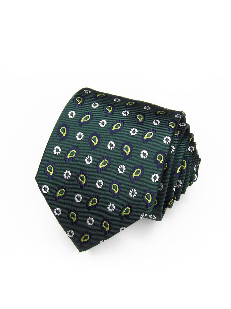 2x1 - Corbata verde oscuro paisley amarillo y marino - DiversoMen