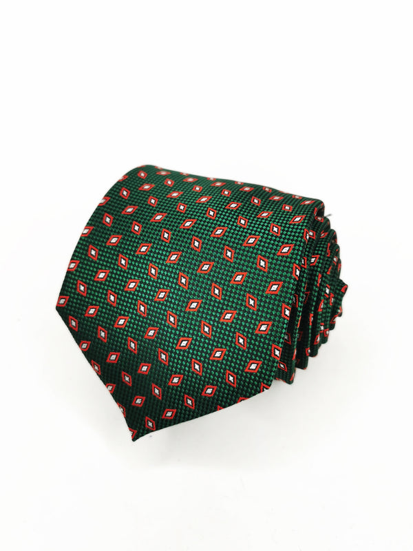 2x1 - Corbata verde con rombos rojos - DiversoMen