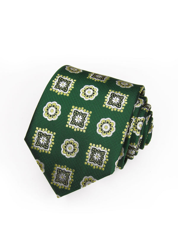 2x1 - Corbata verde medallones y rosetas cremas - DiversoMen