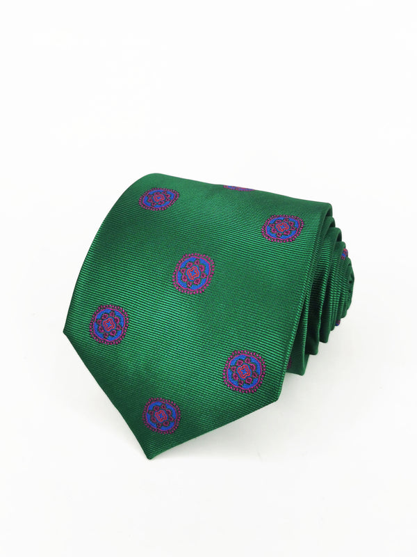 2x1 - Corbata verde con medallas azul y fucsia - DiversoMen