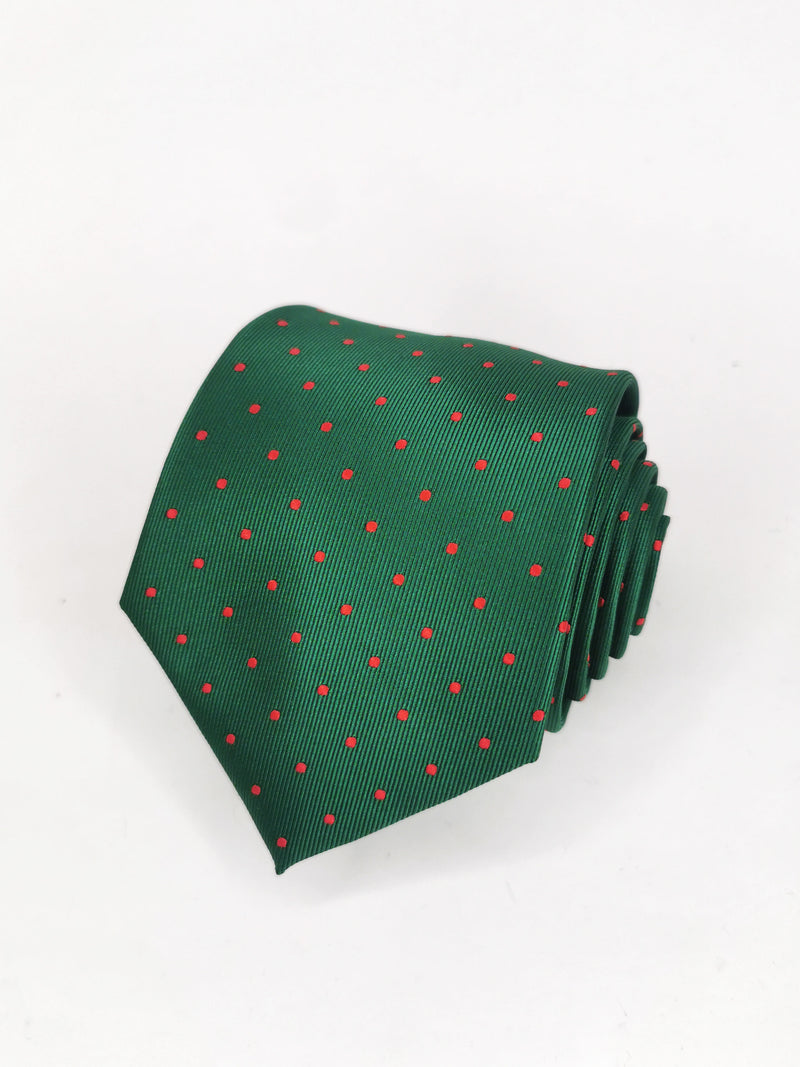 2x1 - Corbata verde con lunares rojos medianos - DiversoMen