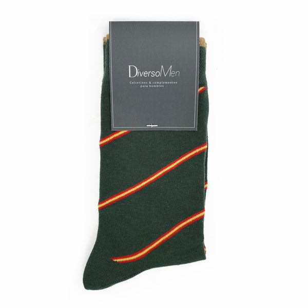2x1 - Calcetines verdes con rayas bandera de España - DiversoMen